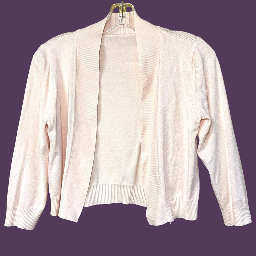 Light Pink Open Front Cardigan Cropped Soft Knit Minimalist